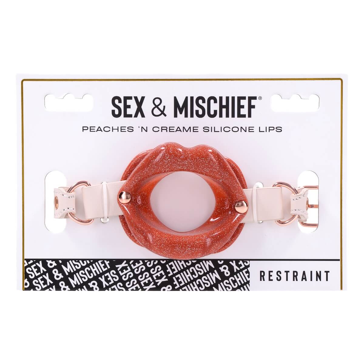 Calus cu gura din silicon si curea din piele vegana ajustabila Peaches 'n Creame prezentare