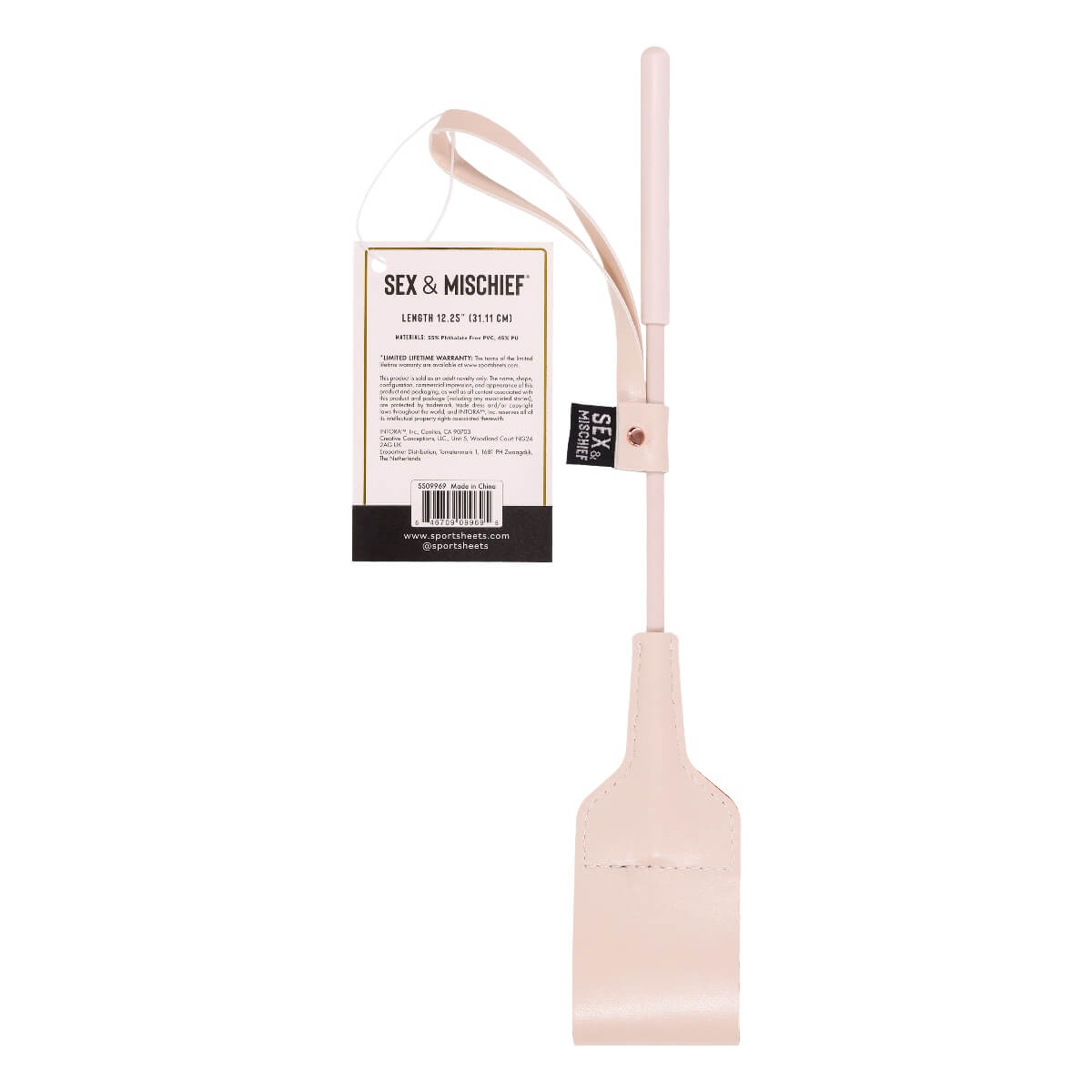 Cravasa din piele vegana roz piersica si curea de siguranta Peaches'n Creame verso