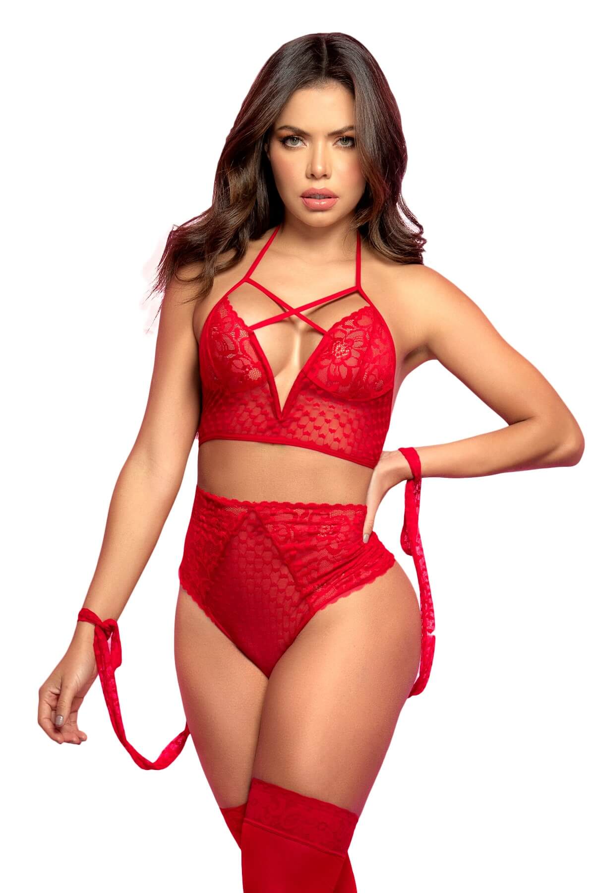 Set Lenjerie Rosie Top in V si Chilot Talie Inalta Mapale 8564