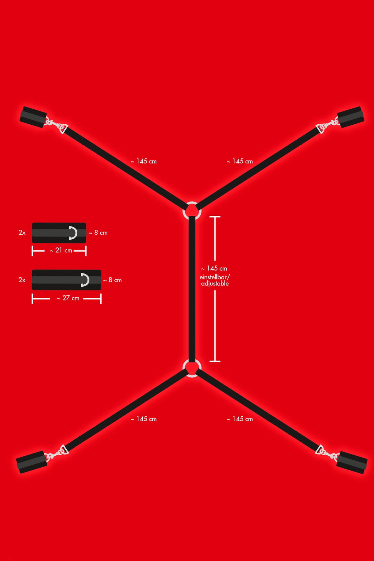 Set de legături BDSM pentru pat Bed Shackles - dimensiuni