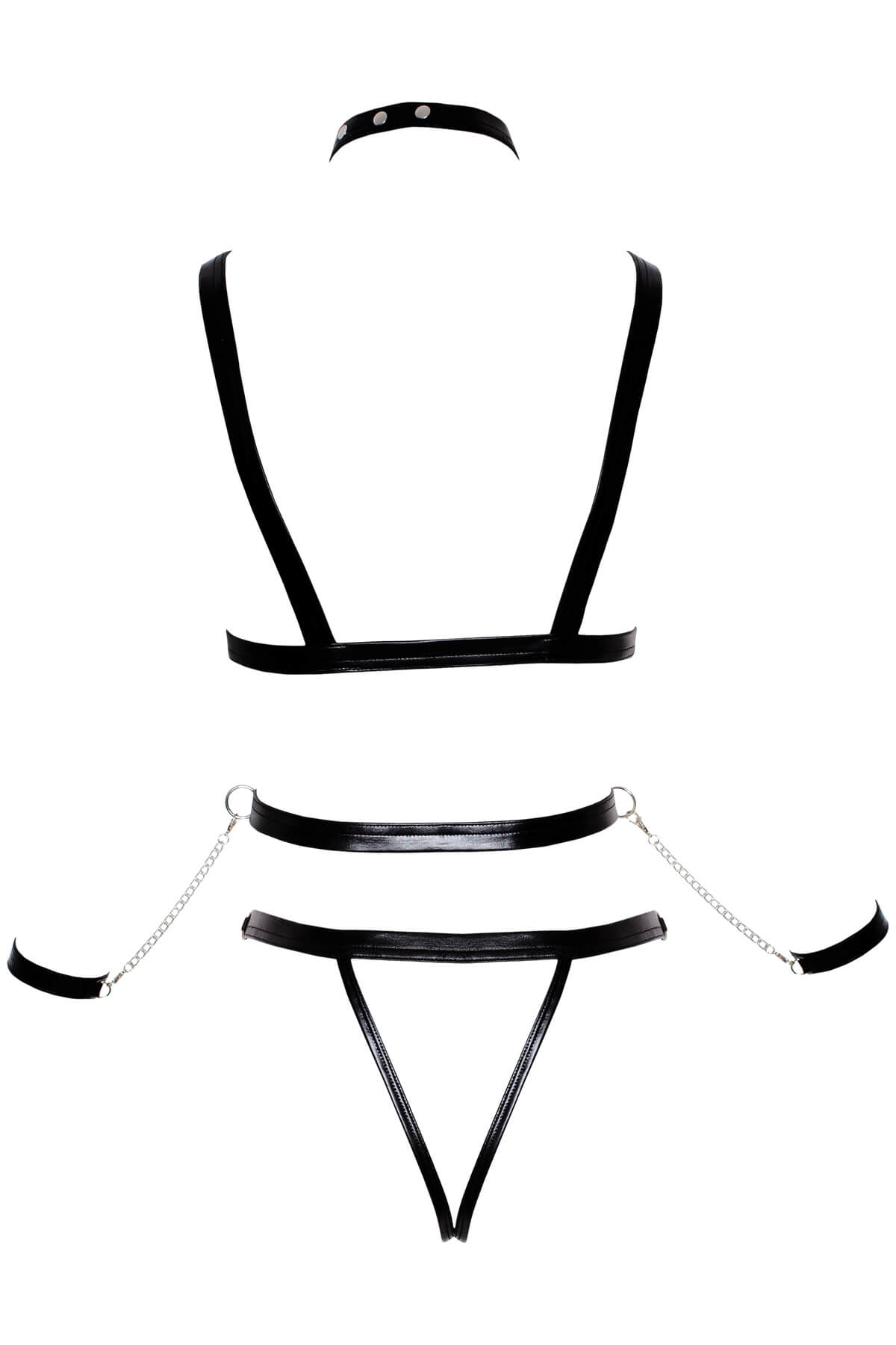 Body erotic în stil harness cu lanțuri și restricții scurte - pentru jocuri bondage - Chain My Body - ghost back