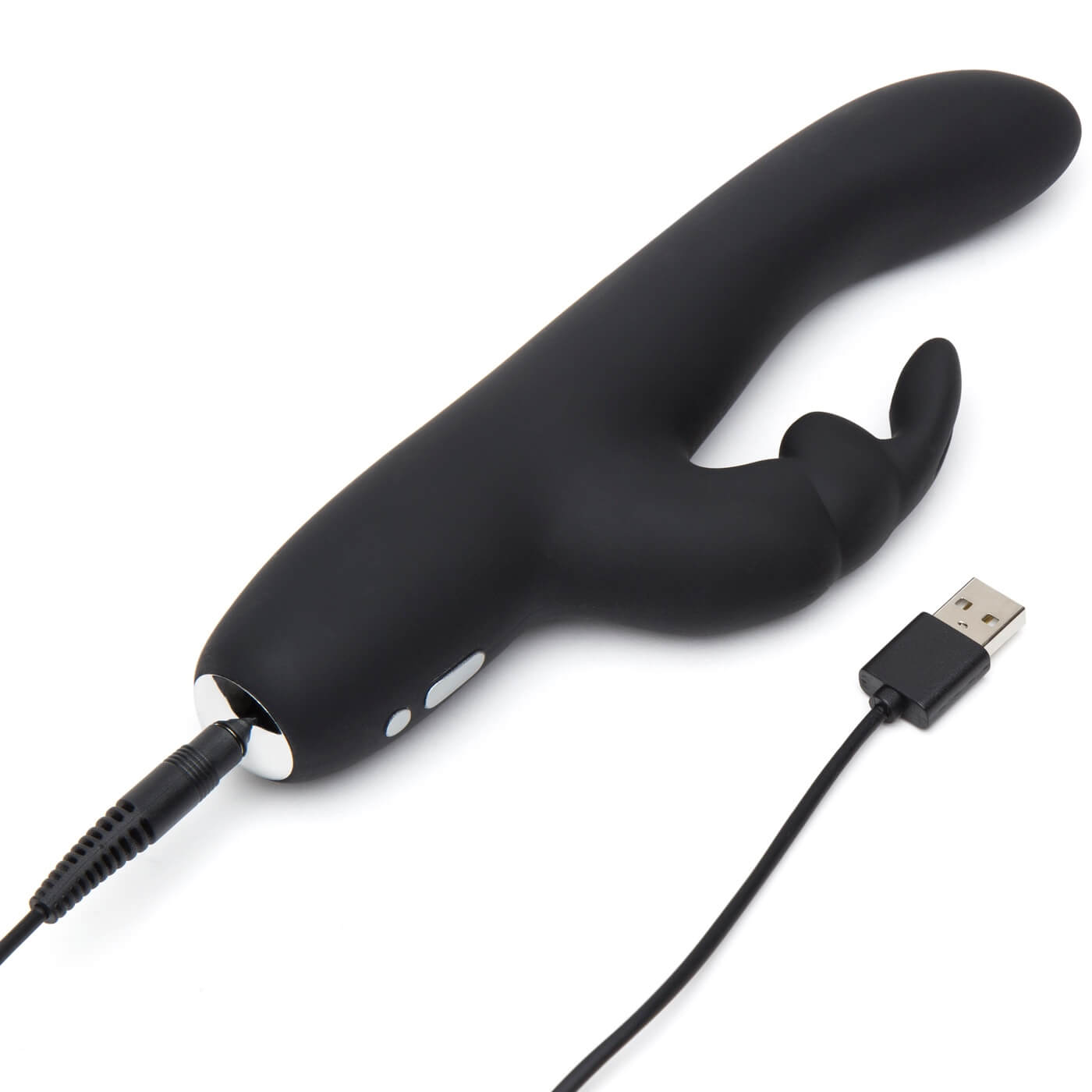 Greedy Girl Slimline Rabbit Vibrator – Fifty Shades of Grey - Vibrator cu design îngust pentru stimularea simultană a punctului G și a clitorisului - reîncărcabil