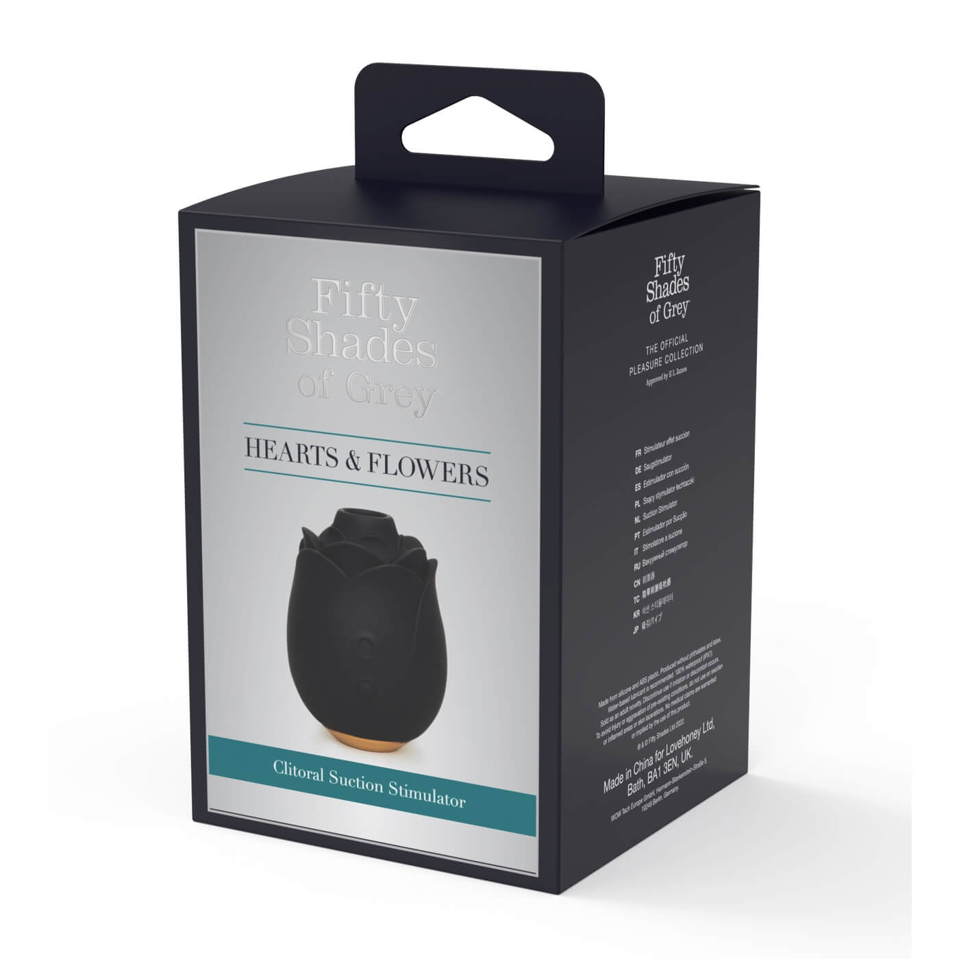 Stimulator clitoridian cu sucțiune Hearts & Flowers Clitoral Suction Stimulator – Fifty Shades of Grey - box