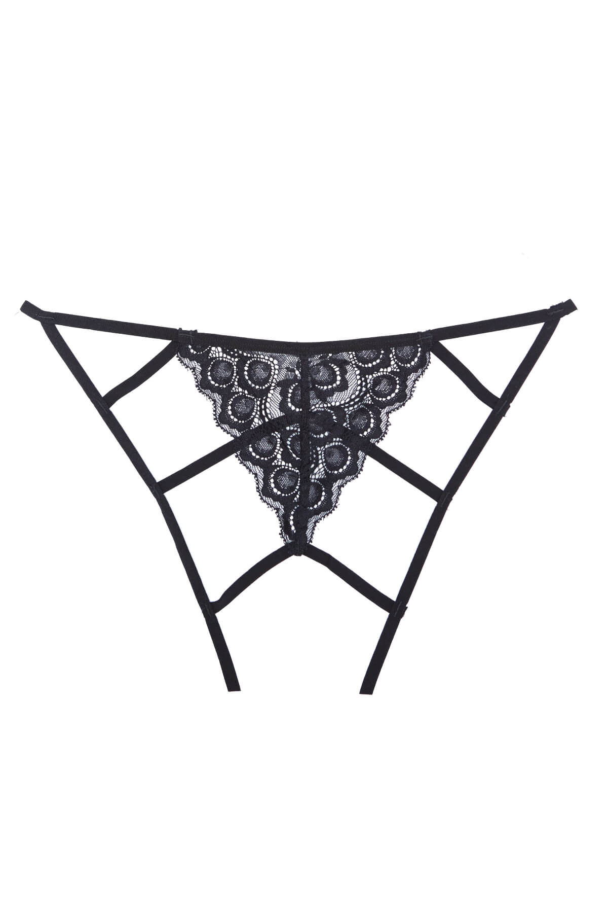 Chilot sexy de dama fara crotch din dantela florala cu benzi elastice Luv Web, Negru, Spate