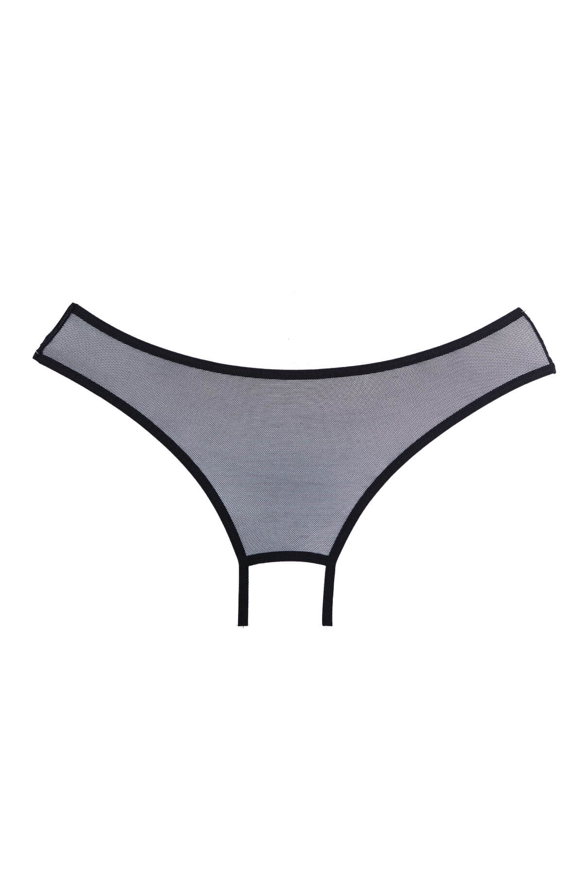 Chilot sexy de dama cu spate ultra deschis Lace Tease, Negru, Fata