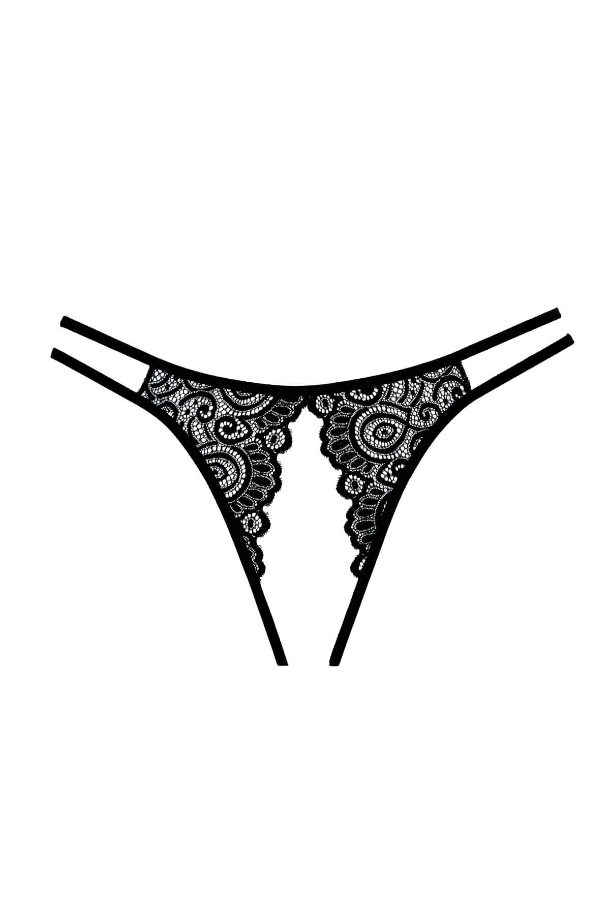 Chilot sexy de dama decupat din dantela Lovestruck, Negru, Fata