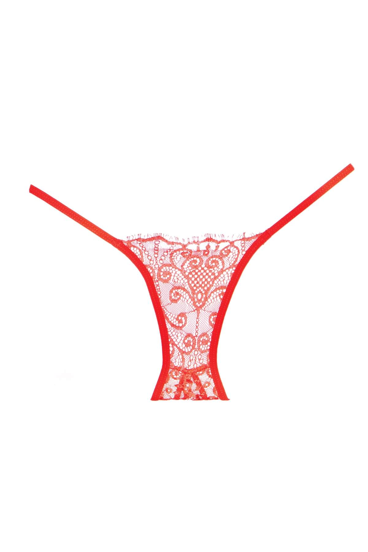 Chilot sexy fara crotch din dantela Enchanted Belle, Rosu, Spate