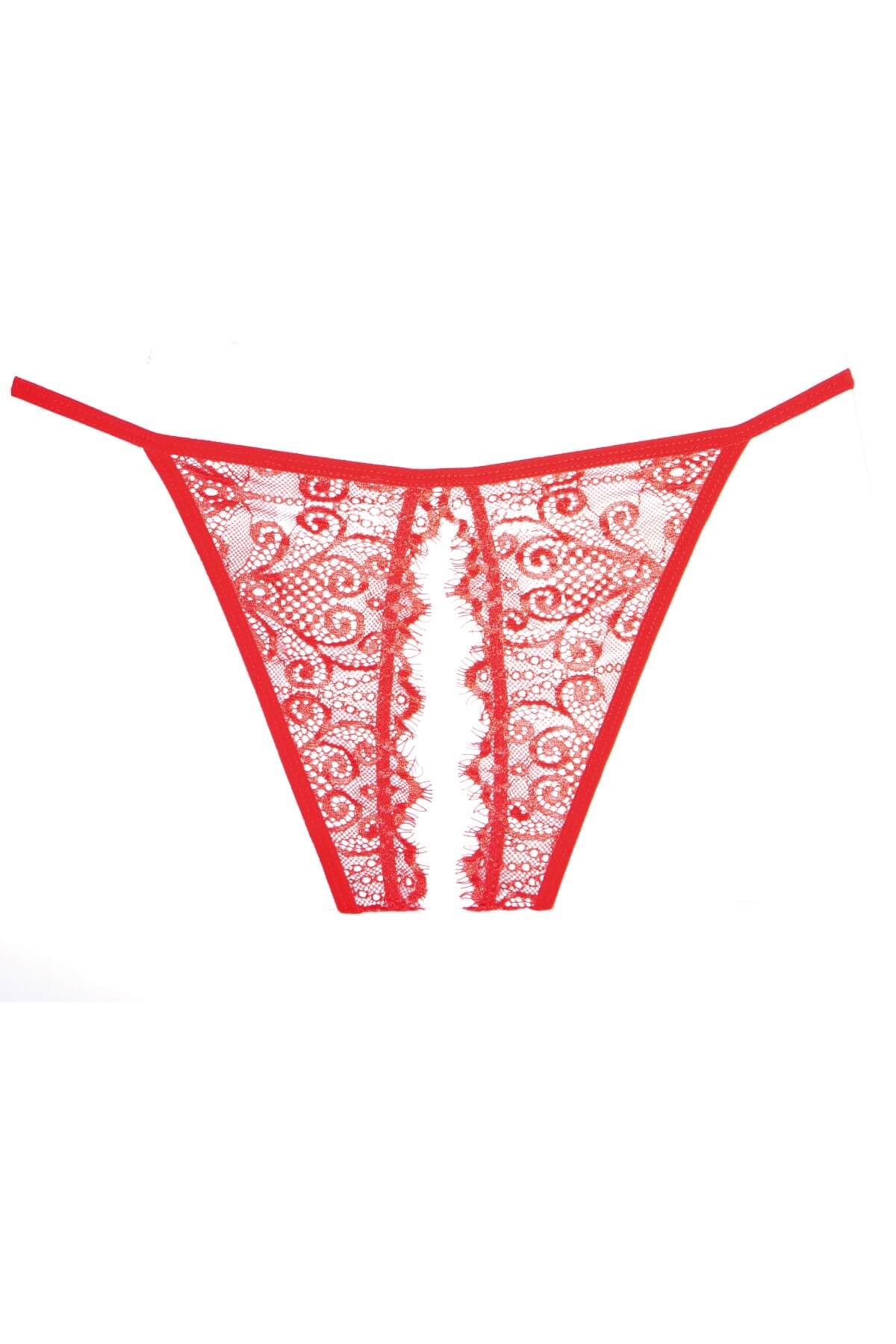 Chilot sexy fara crotch din dantela Enchanted Belle, Rosu, Fata