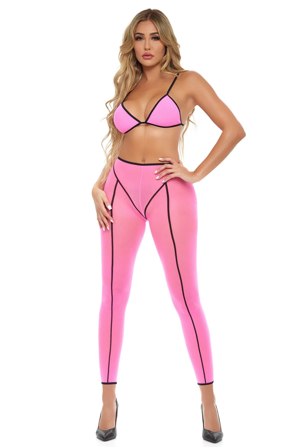 Set de lenjerie erotica din material plasa Double Vision - front