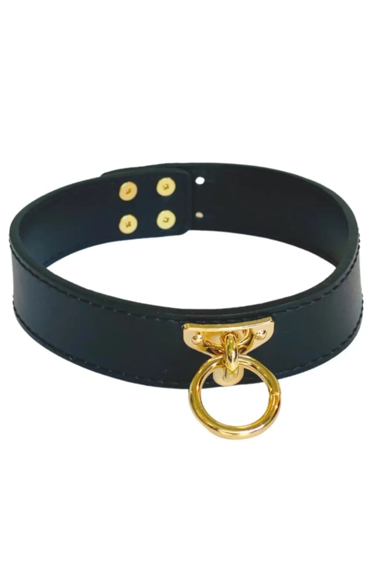 Colier choker din piele vegana cu inel metalic, produs