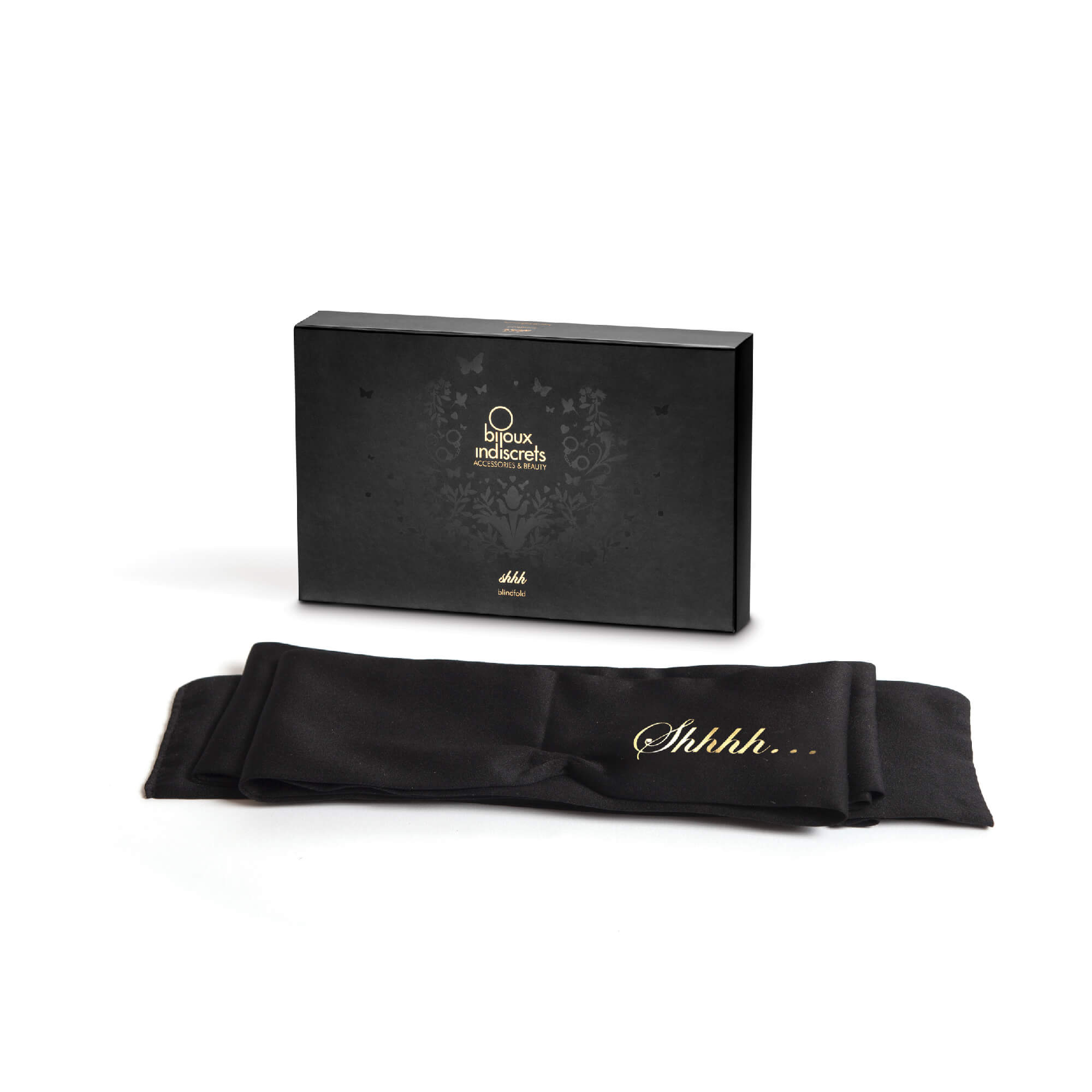 Legatura de ochi luxoasa din satin Shhh Blindfold - cutie Bijoux Indiscrets