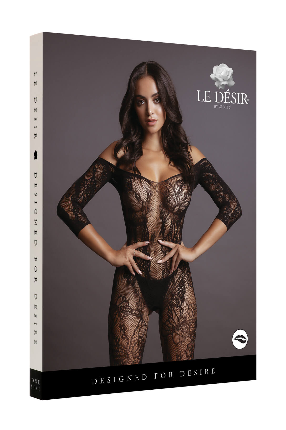 Lenjerie Catsuit Maneci Lungi din Plasa cu Model Floral