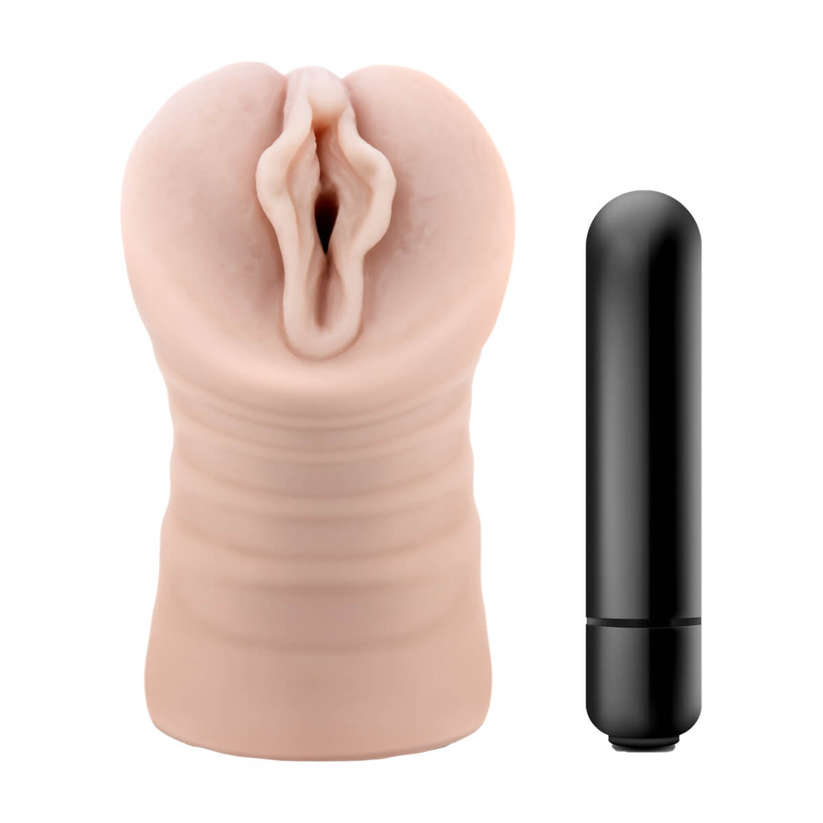 Masturbator pentru bărbați cu mini vibrator - vibrații puternice și material ultra-realist Ashley Vanilla - toys plus mini vibrator