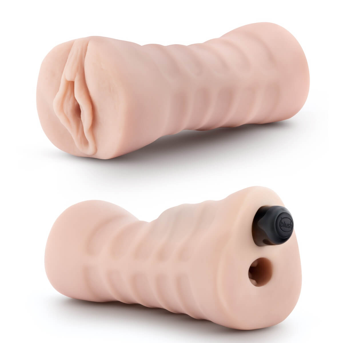 Masturbator pentru bărbați cu mini vibrator - vibrații puternice și material ultra-realist Ashley Vanilla - in details