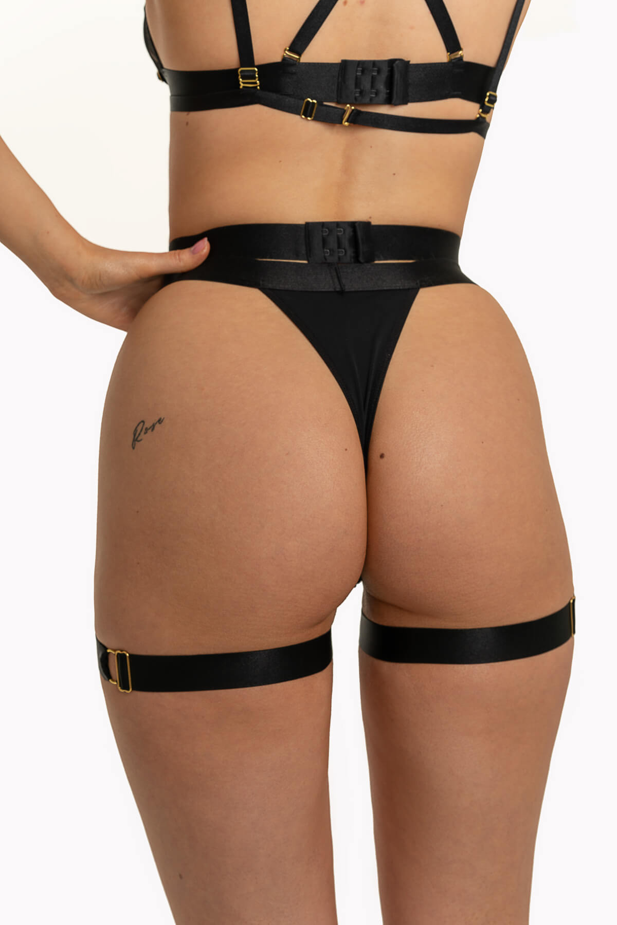 Set lenjerie sexy Maura 2 piese si Ham cu Accesorii Aubrey Negru