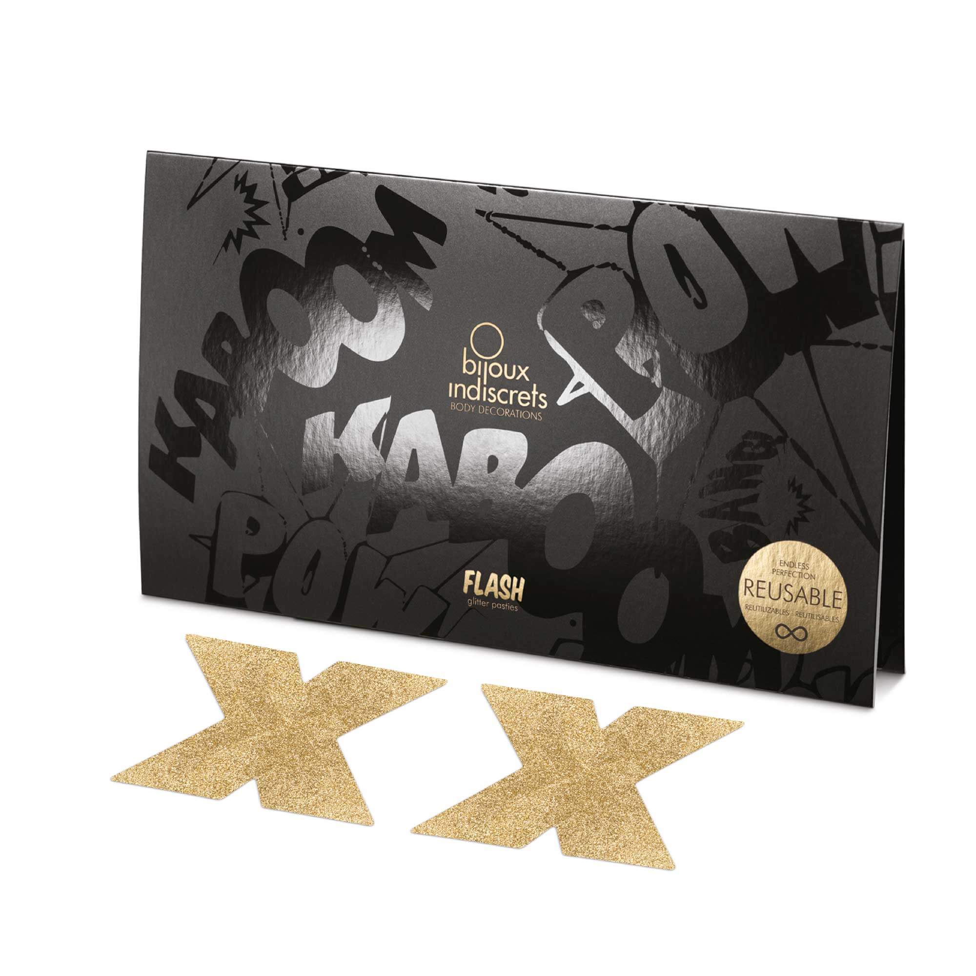 Accesorii autoadezive pentru sfarcuri Flash Cross · Auriu - cutie Bijoux Indiscrets