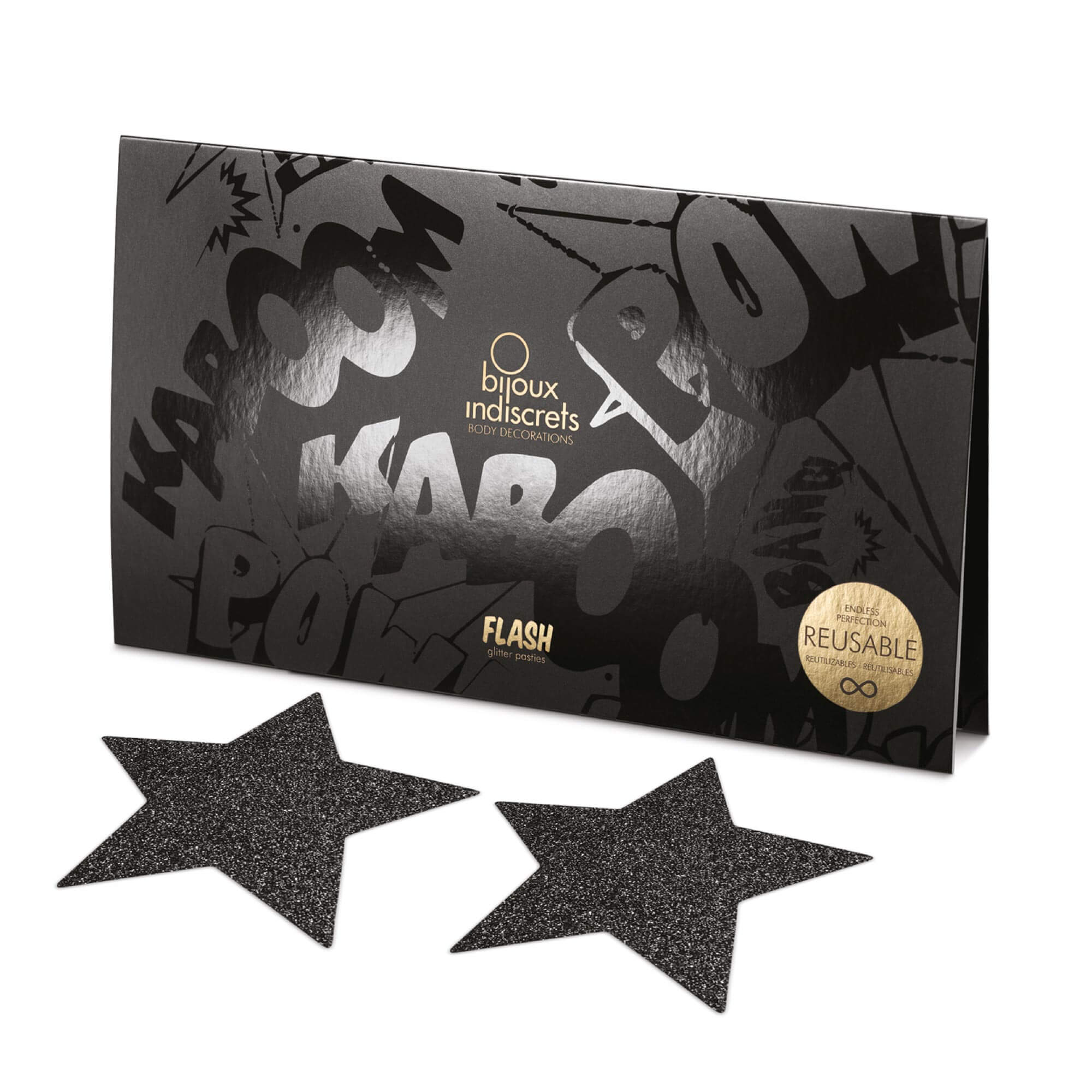 Accesorii autoadezive pentru sfarcuri Flash Star · Negru - cutie Bijoux Indiscrets