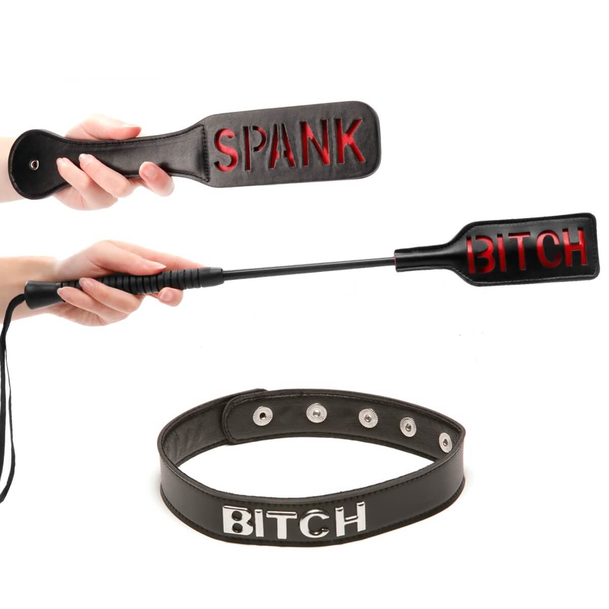 Set accesorii erotice BDSM 3 piese SPANK BITCH
