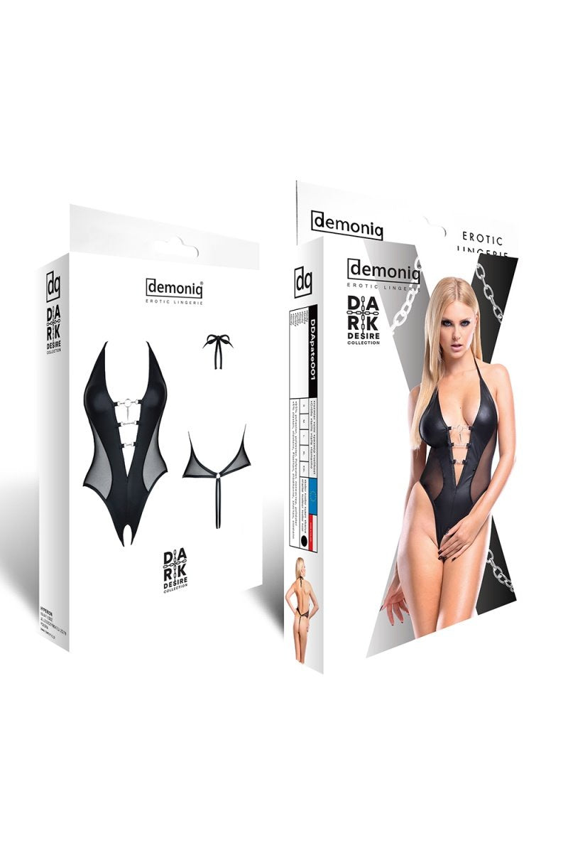 Lenjerie Body Wetlook cu Decolteu Negru Apate