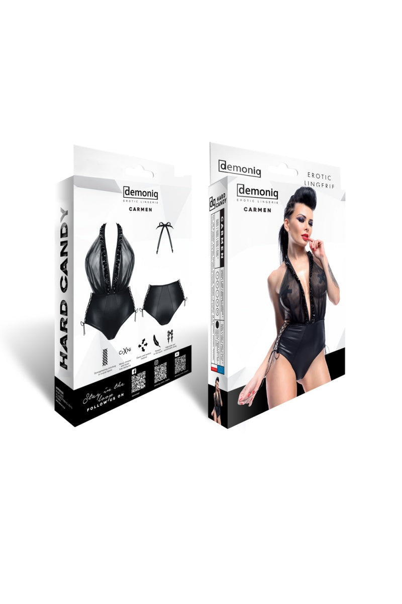 Lenjerie Wetlook Body Negru Carmen