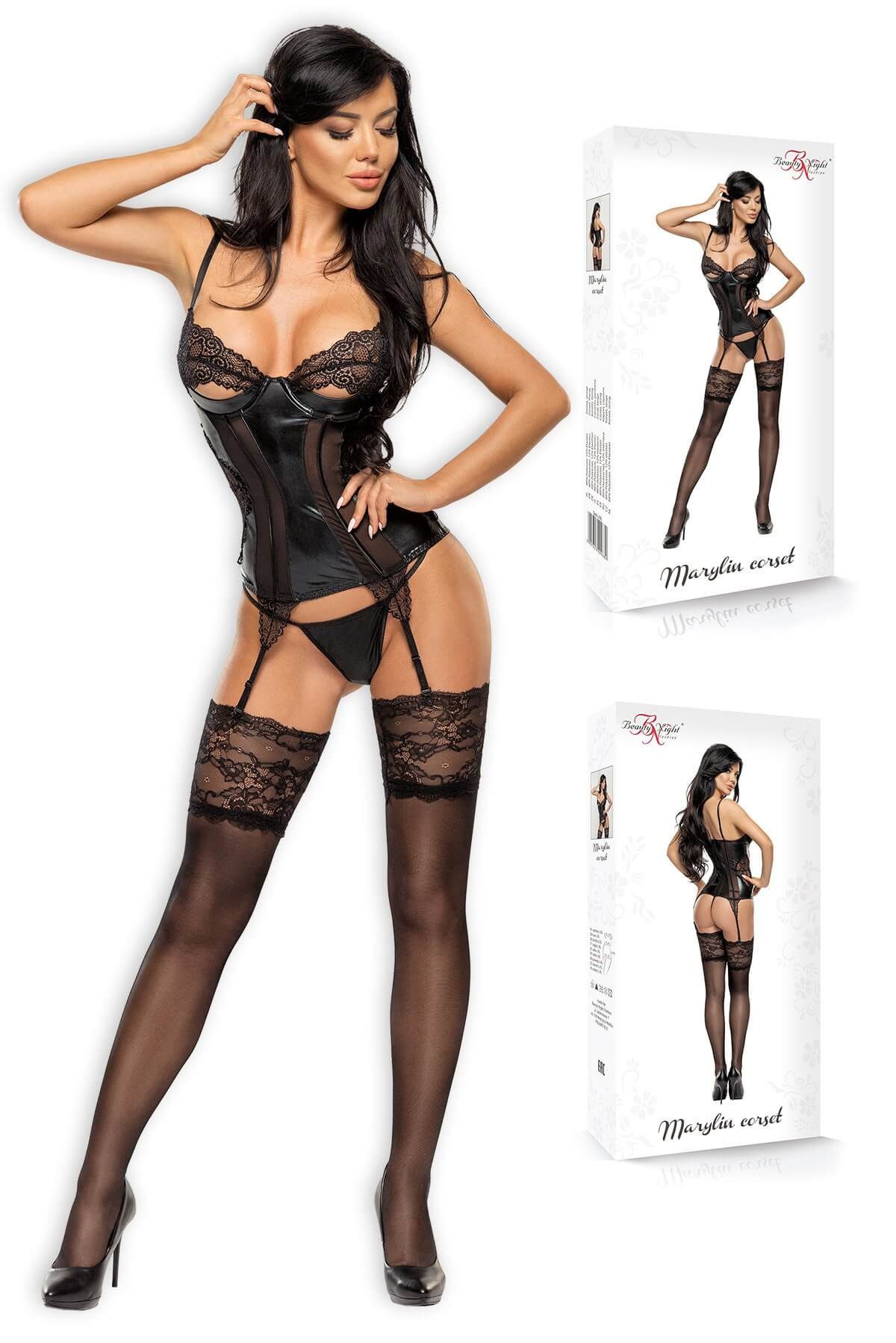 Corset negru cu dantela Marilyn