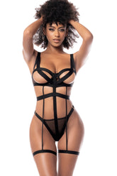 Body Harness cu Cupe cu Sarme si Jartiere Delilah Mapale