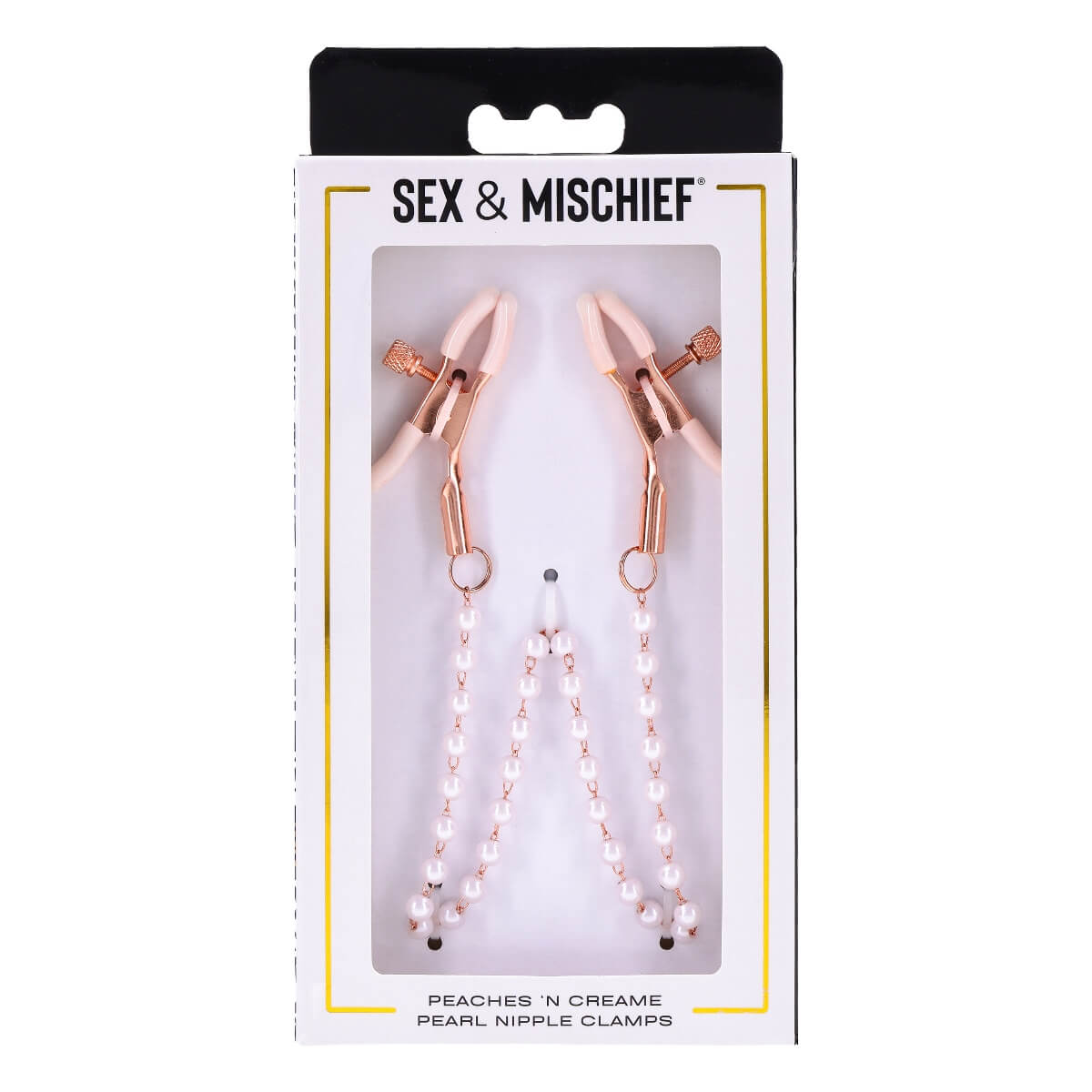 Cleme pentru sfarcuri cu lantisoare din imitatii de perle Peaches 'n Creame prezentare