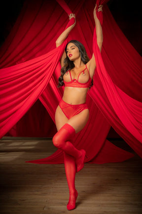 Set Lenjerie Intima Femei 2 Piese din Dantela Rosie Mapale 8727