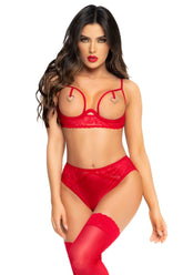 Set Lenjerie Intima Femei 2 Piese din Dantela Rosie Mapale 8727