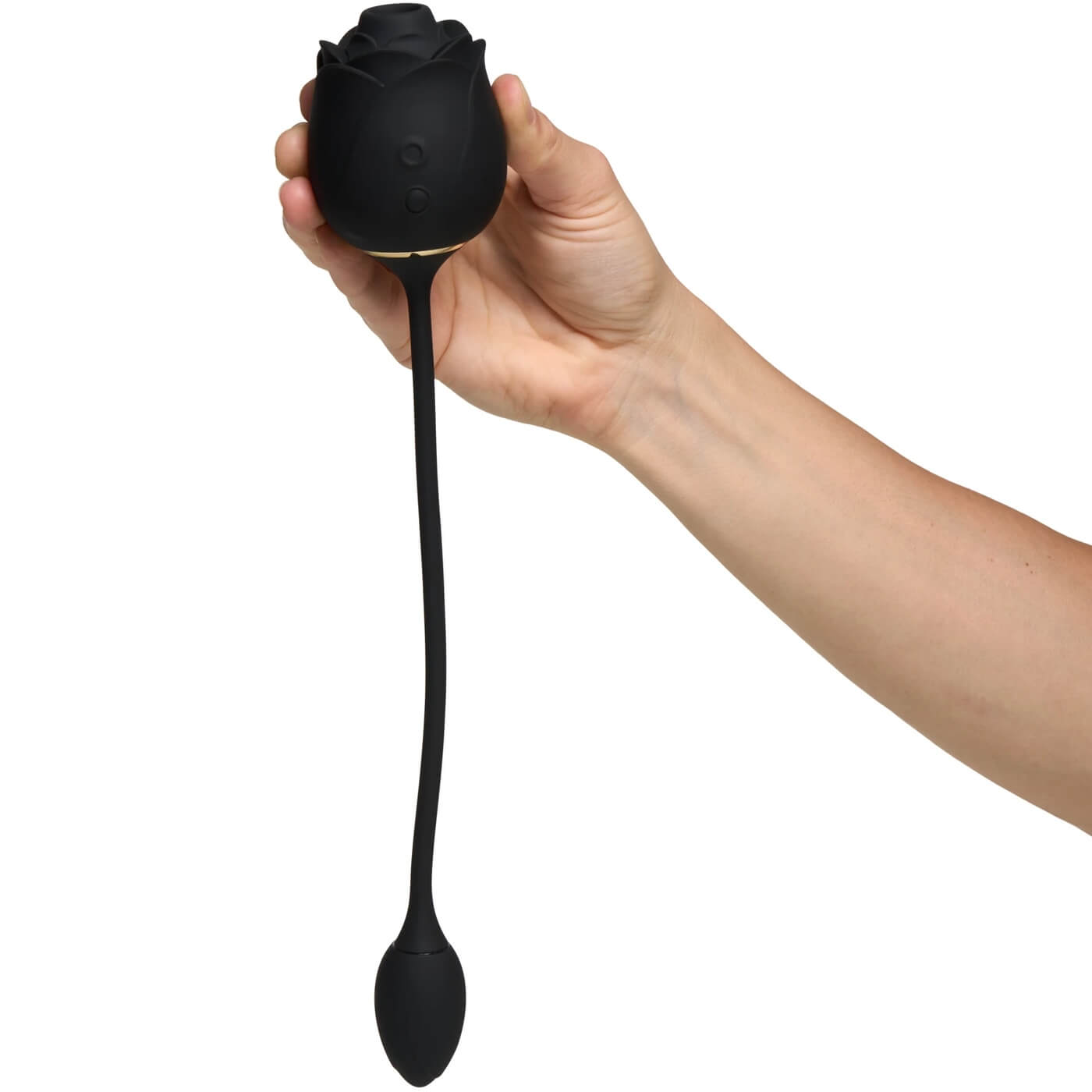 Stimulator clitoridian cu sucțiune și ou vibrator Dark Blushing Rose - Fifty Shades of Grey - întins