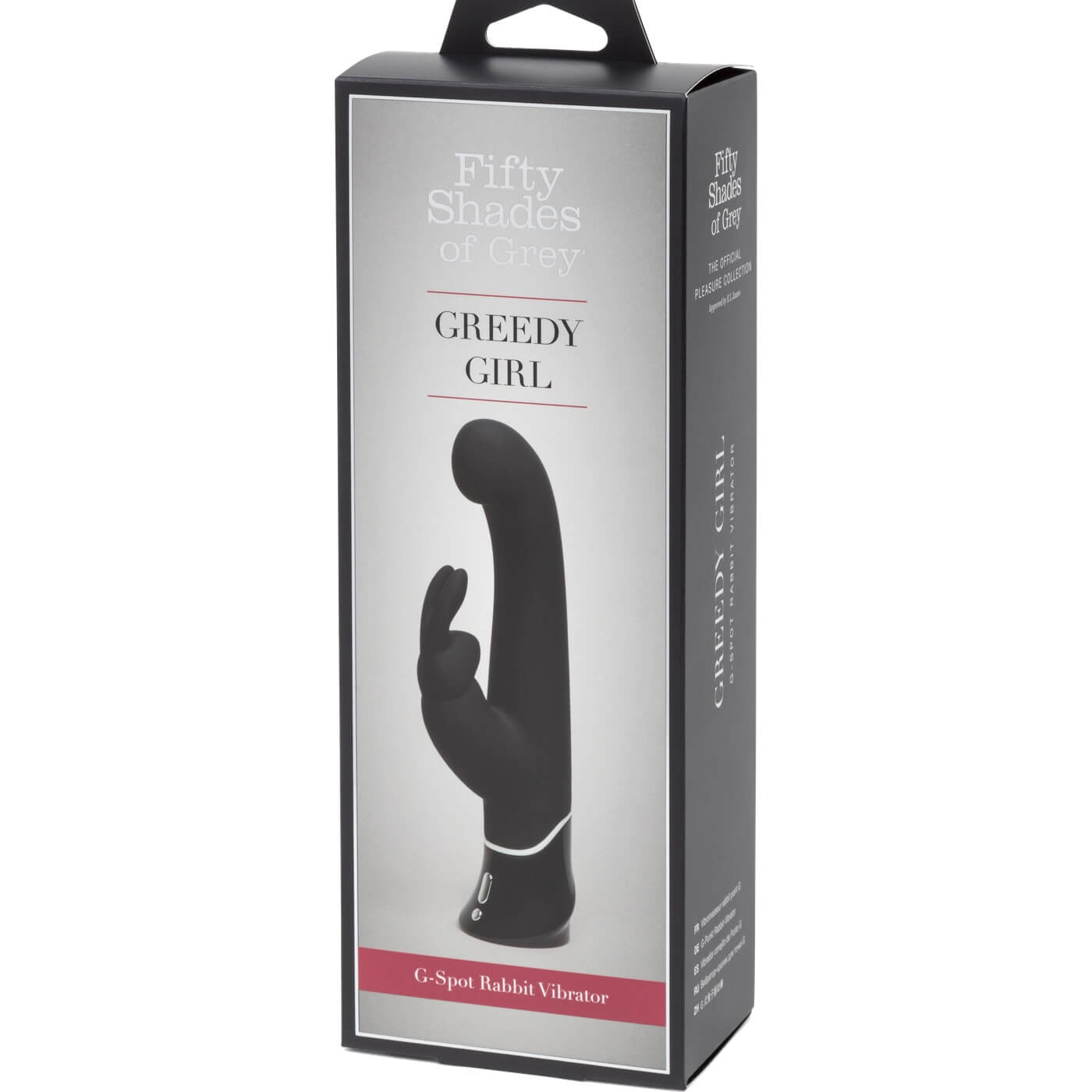 Greedy Girl G-Spot Rabbit Vibrator – Fifty Shades of Grey - Vibrator cu urechiușe cu 2 motoare puternice stimulare a punctului G și a clitorisului. Reincarcabil si rezistent la apa - box