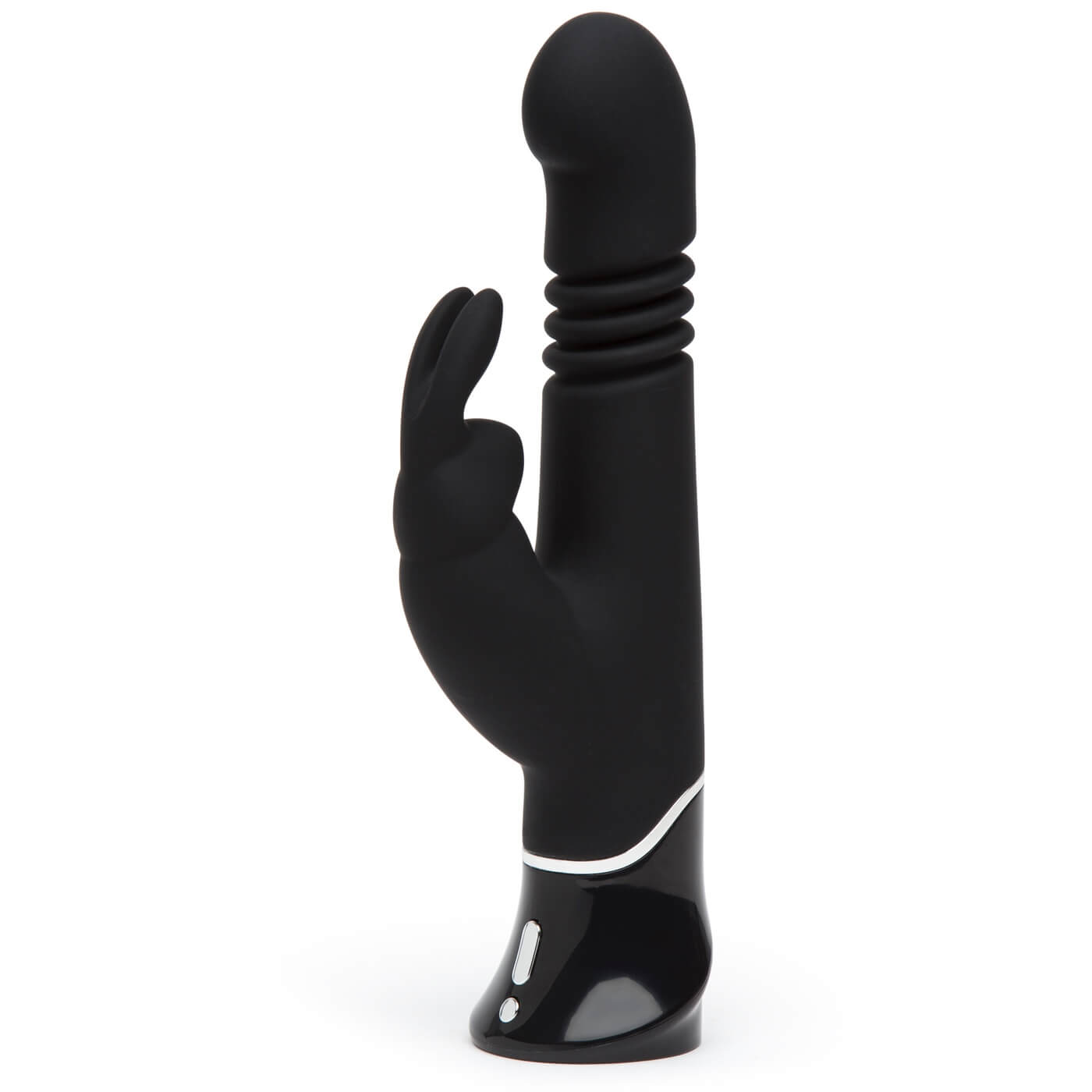 Greedy Girl G-Spot Rabbit Vibrator – Fifty Shades of Grey - Vibrator puternic cu funcție de împingere sus și jos, cu vibrații pentru clitoris și vârf curbat pentru stimulare punctul G - produs