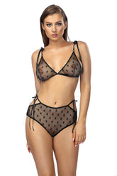 set sexy lenjerie de dama din tull cu stelute Amelie