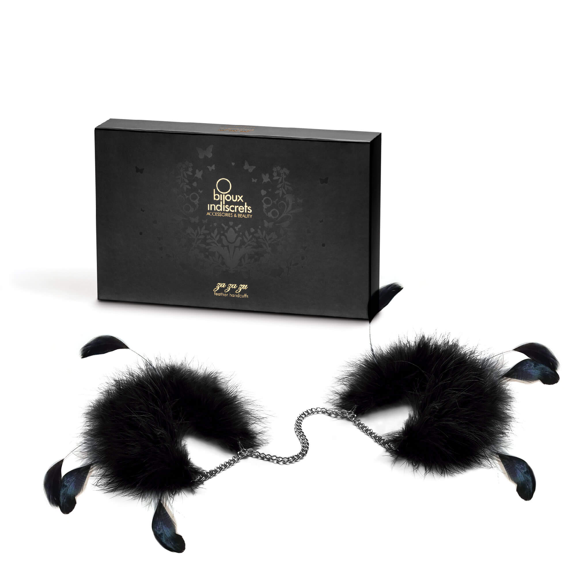 Catuse cu puf si pene Za Za Zu Handcuffs - cutie Bijoux Indiscrets