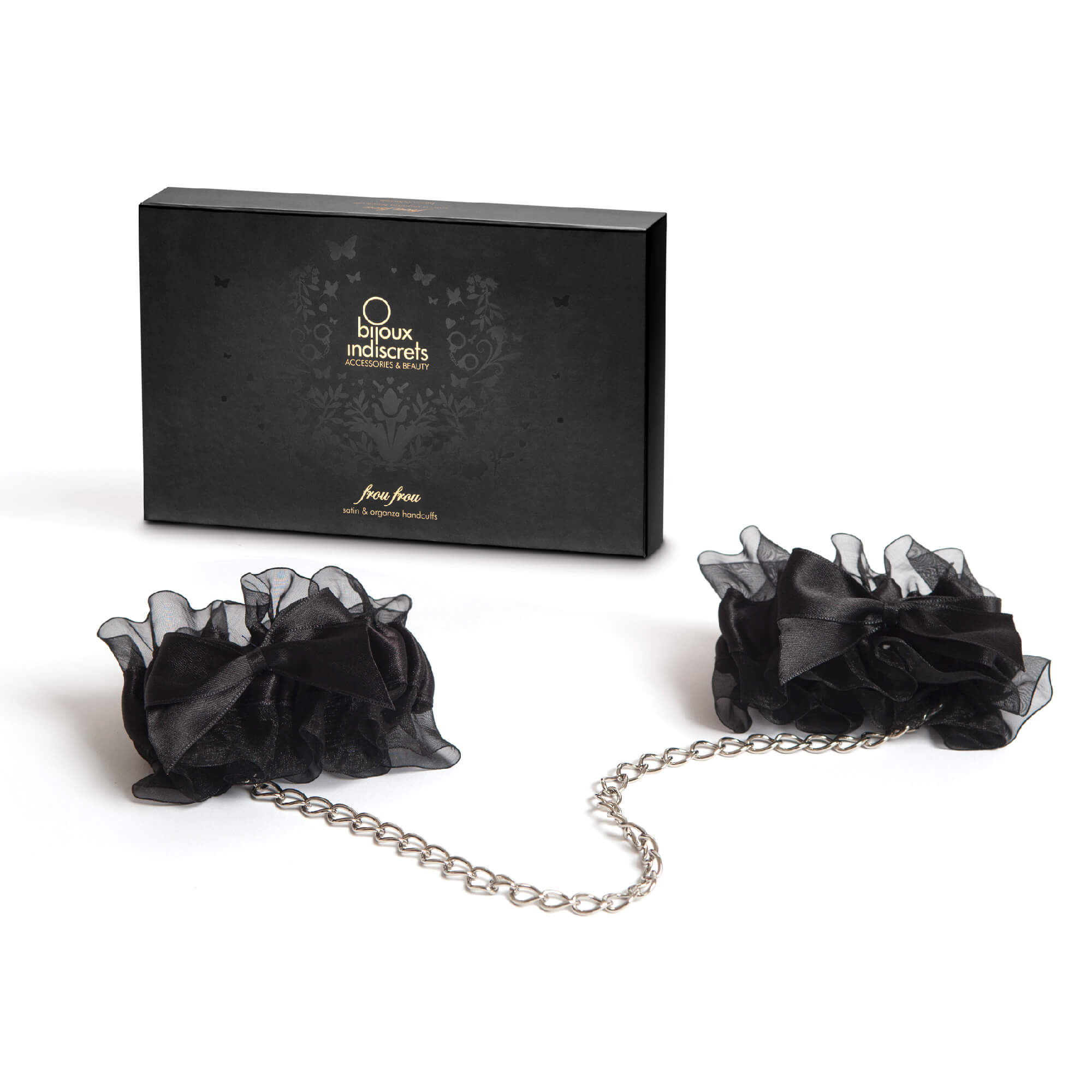 Catuse din satin si organza Frou Frou Handcuffs - cutie Bijoux Indiscrets
