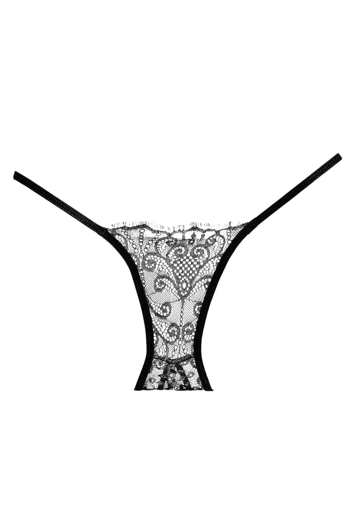 Chilot sexy fara crotch din dantela Enchanted Belle, Negru, Spate