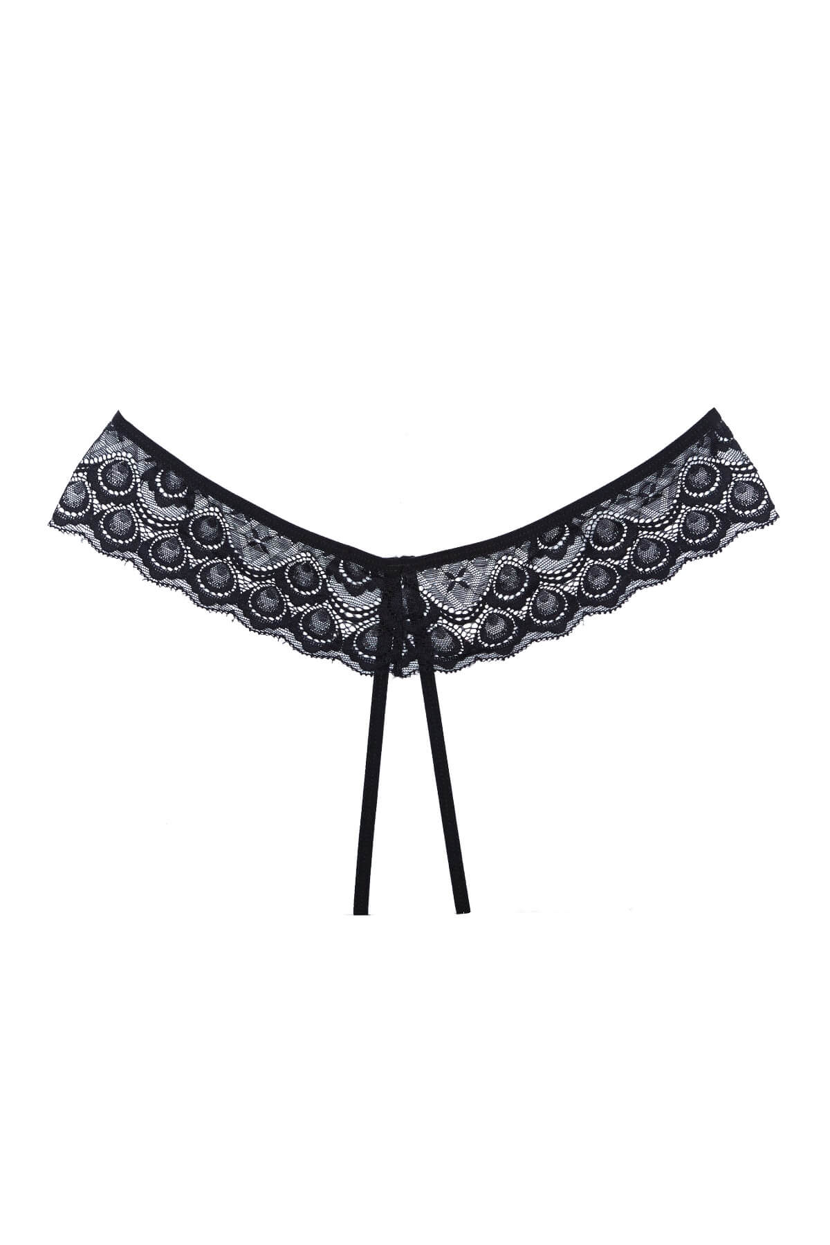 Chilot sexy de dama decupati cu banda din dantela Foreplay, Negru, Spate