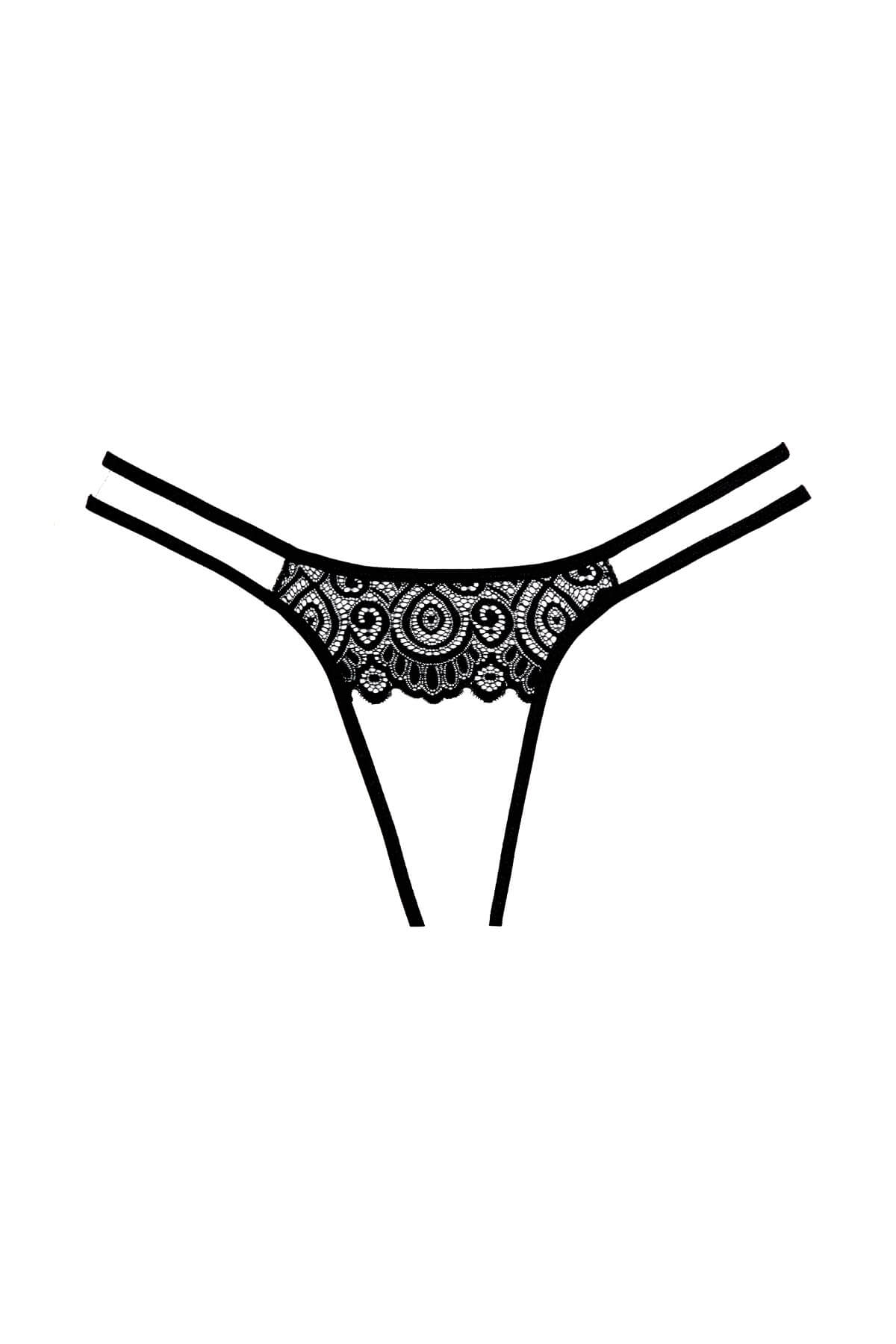 Chilot sexy de dama decupat din dantela Lovestruck, Negru, Spate