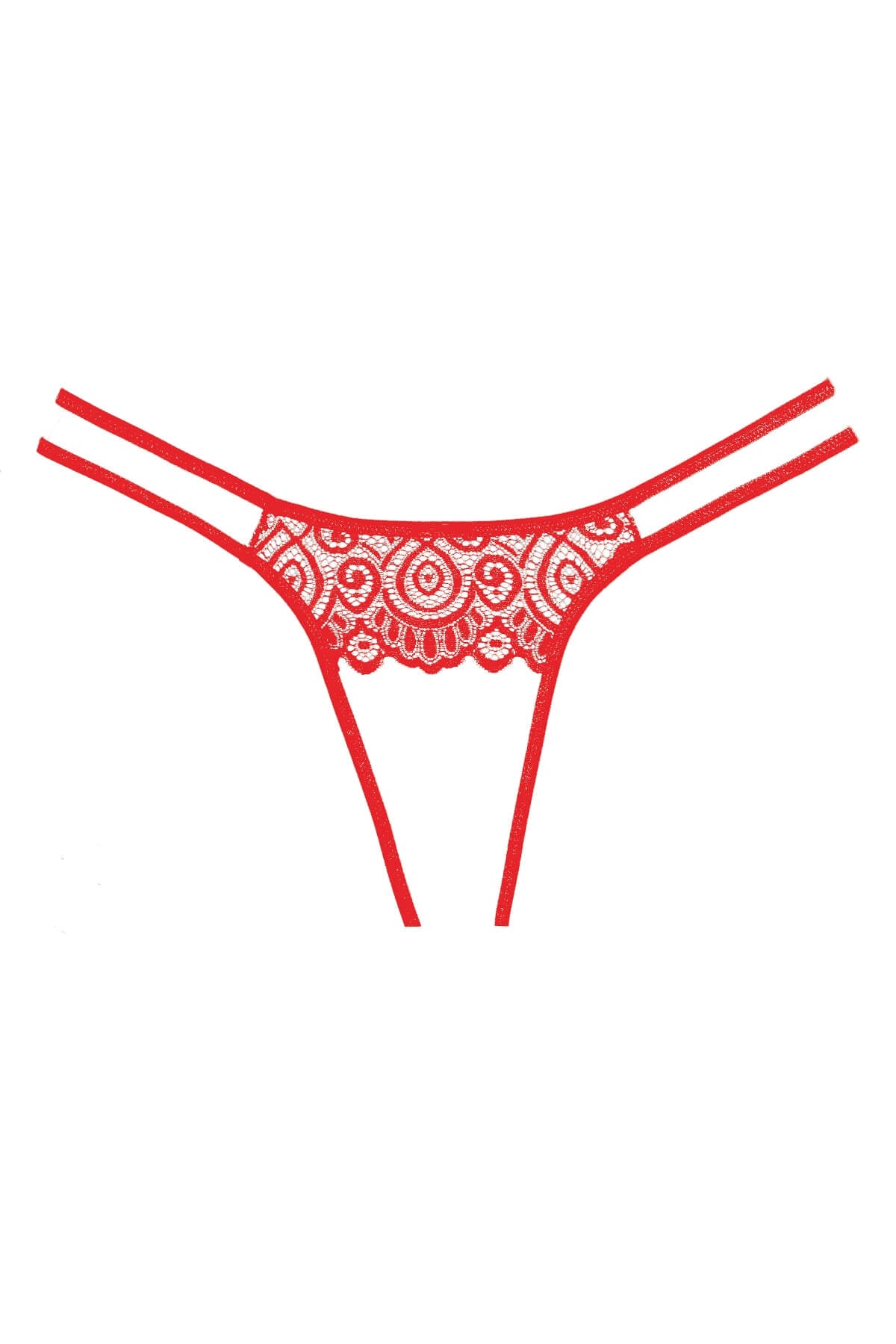 Chilot sexy de dama decupat din dantela Lovestruck, Rosu, Spate