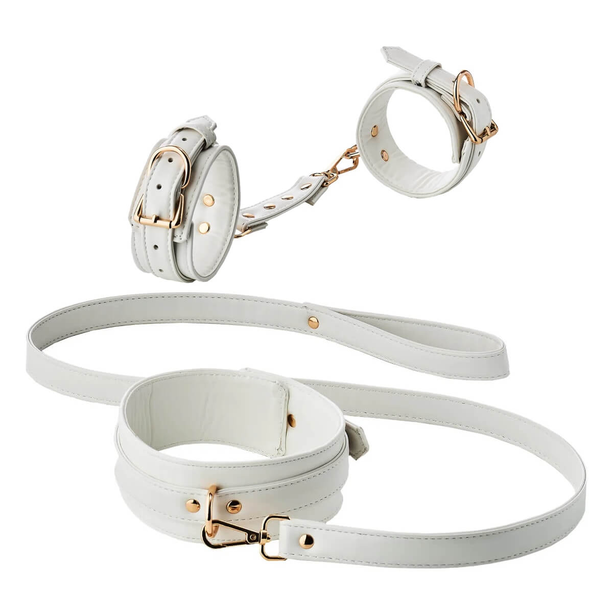 Set BDSM 2 piese din piele vegana Blaze Elitem, Alb