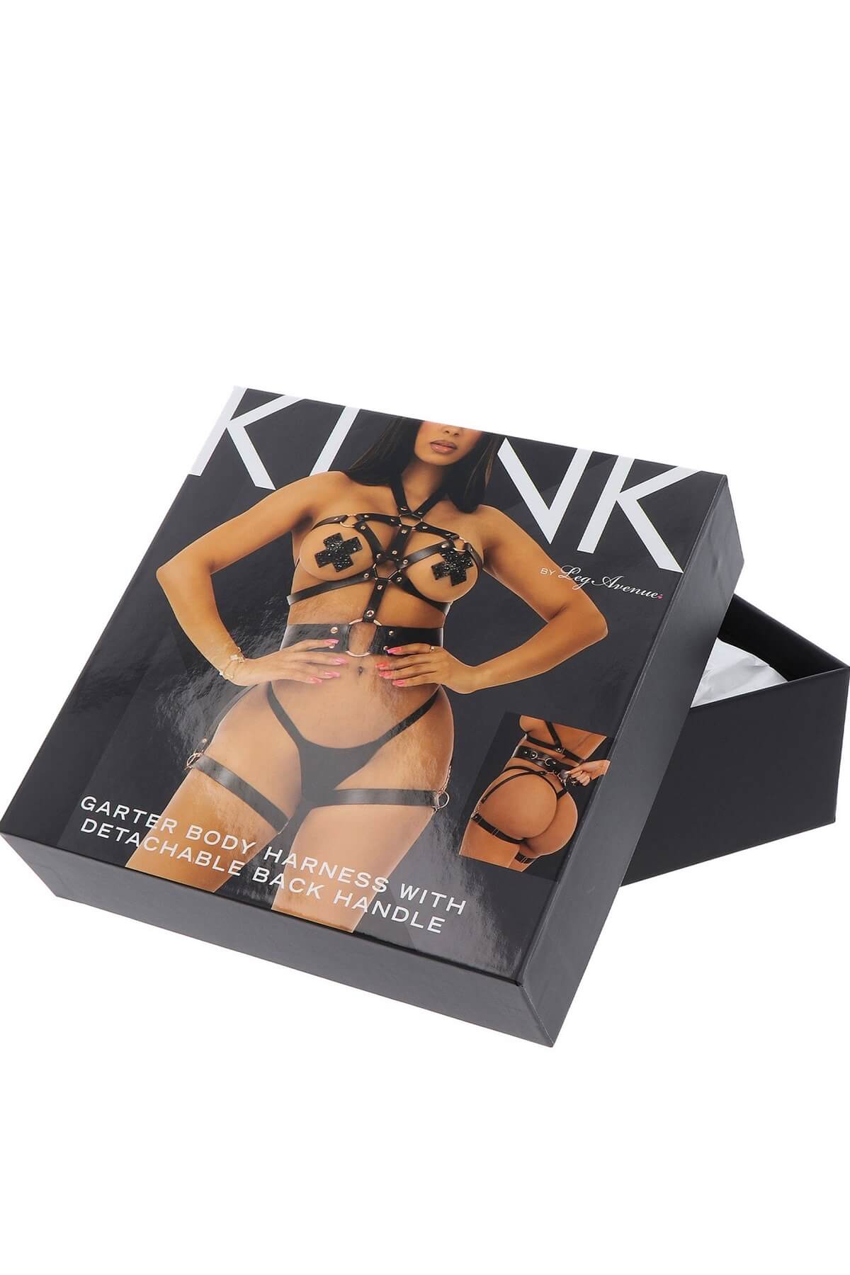 Set erotic de dama cu hamuri din piele vegana Wild Thoughts, Negru, Cutie