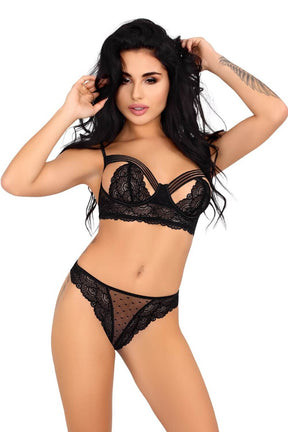 Set Sexy Dama 2 Piese Caniave Negru