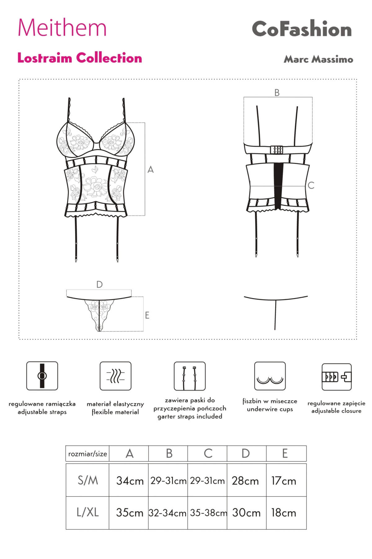 Corset dama Meithem tabel de marimi CoFashion