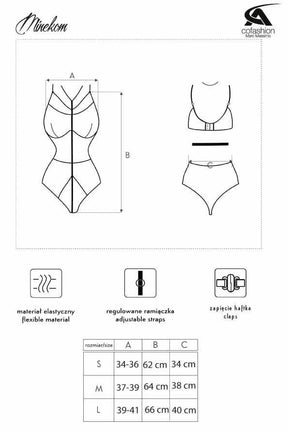 Lenjerie Body Sexy din Mesh si Benzi Satin Minekom Negru