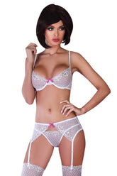 Set Lenjerie Intima din Dantela Alba Geva